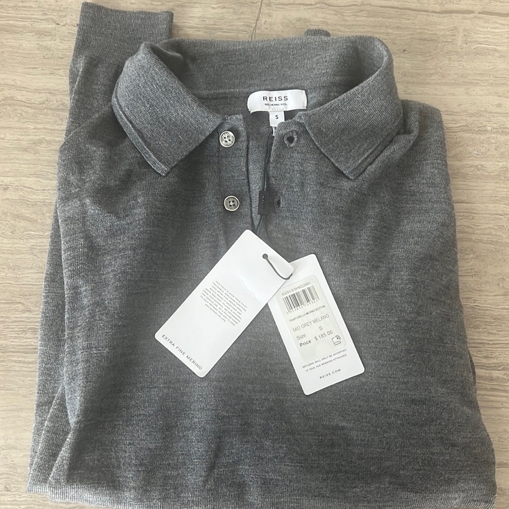LONG SLEEVE GREY KNIT POLO